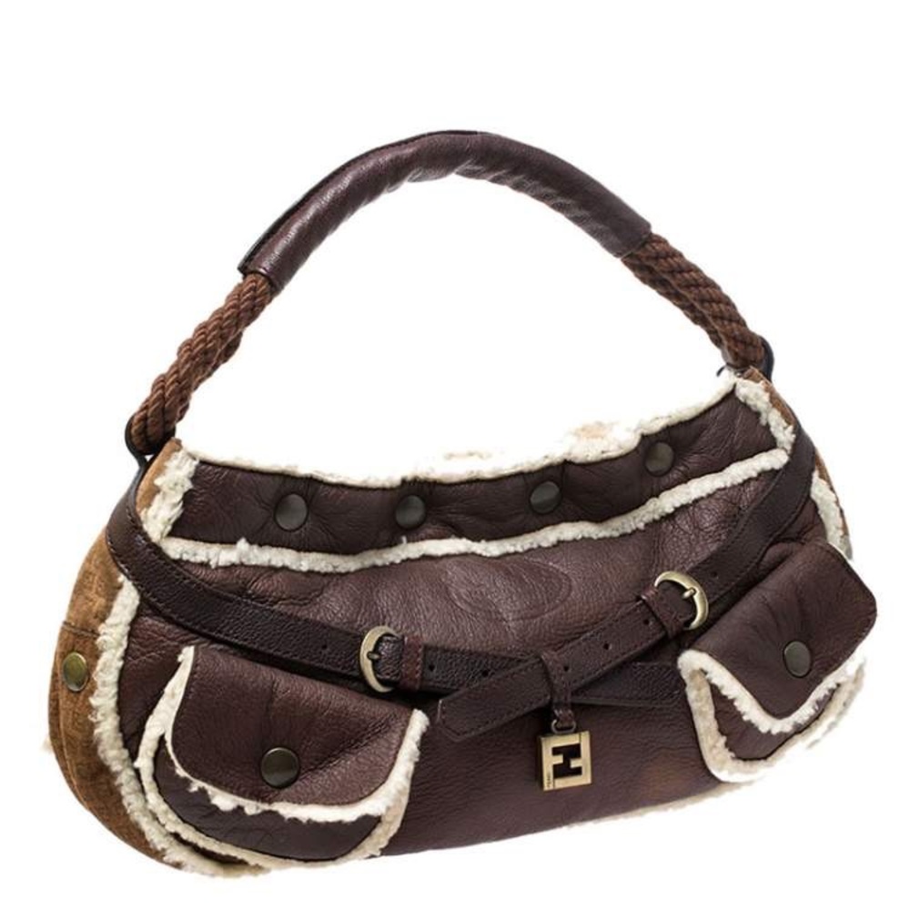 Beautiful Authentic Vintage Fendi, very good condition. Leather and Shearling.